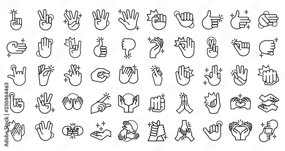 bundle of hands signals line style icon
