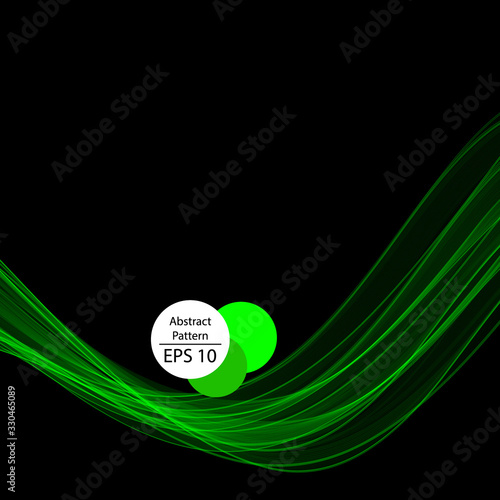 green smoky wave on a black background. presentation template. layout for cover, brochure, flyer, banner, card, certificate