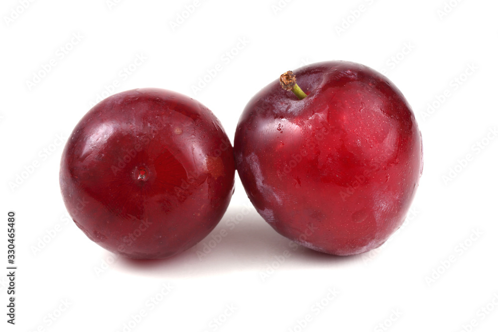 Twp red plums