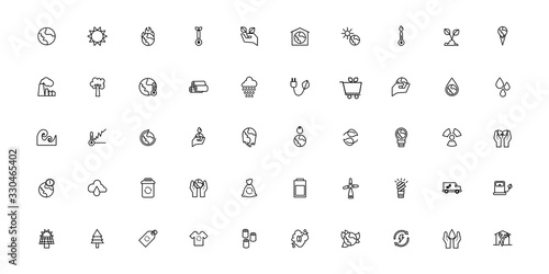 bundle of climate change set line icons