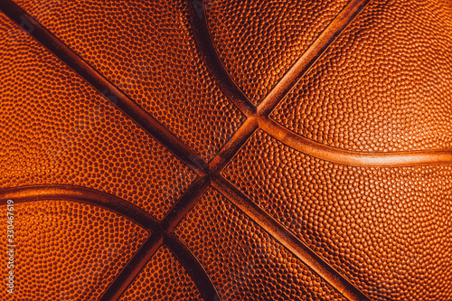 Closeup detail of basketball ball texture background. Gold color Banner Art concept © Augustas Cetkauskas