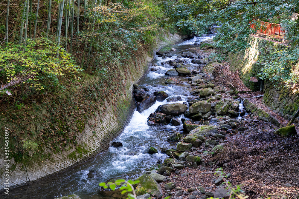湯河原、万葉公園の千歳川 湯河原、万葉公園の千歳川