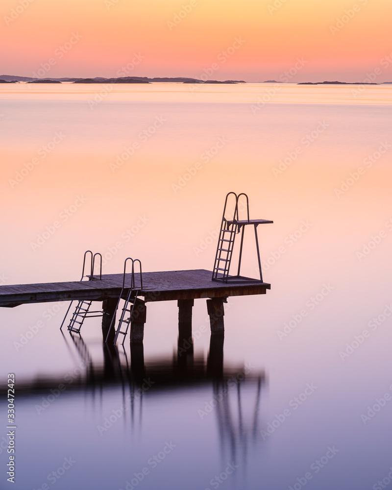 Diving platform over water, Torslanda, Gothenburg, Sweden