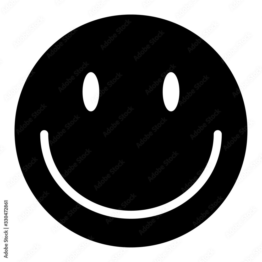 Fototapeta premium Happy emoticon smile face isolated on white background. Vector character icon