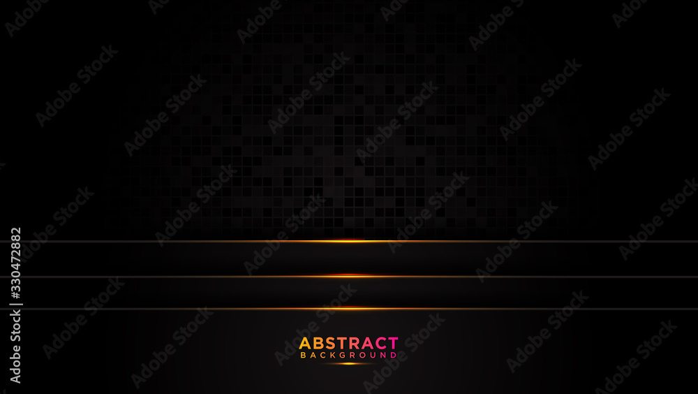Fototapeta premium Abstract modern overlap layered background. With golden light hexagonal patterns. 