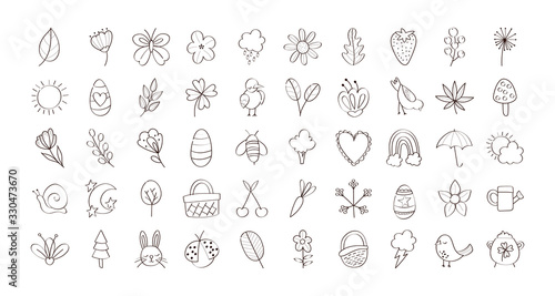 bundle of spring set line icons