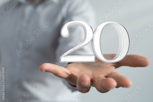 20 Anniversary 3d numbers. Poster template for Celebrating 20 anniversary event party.