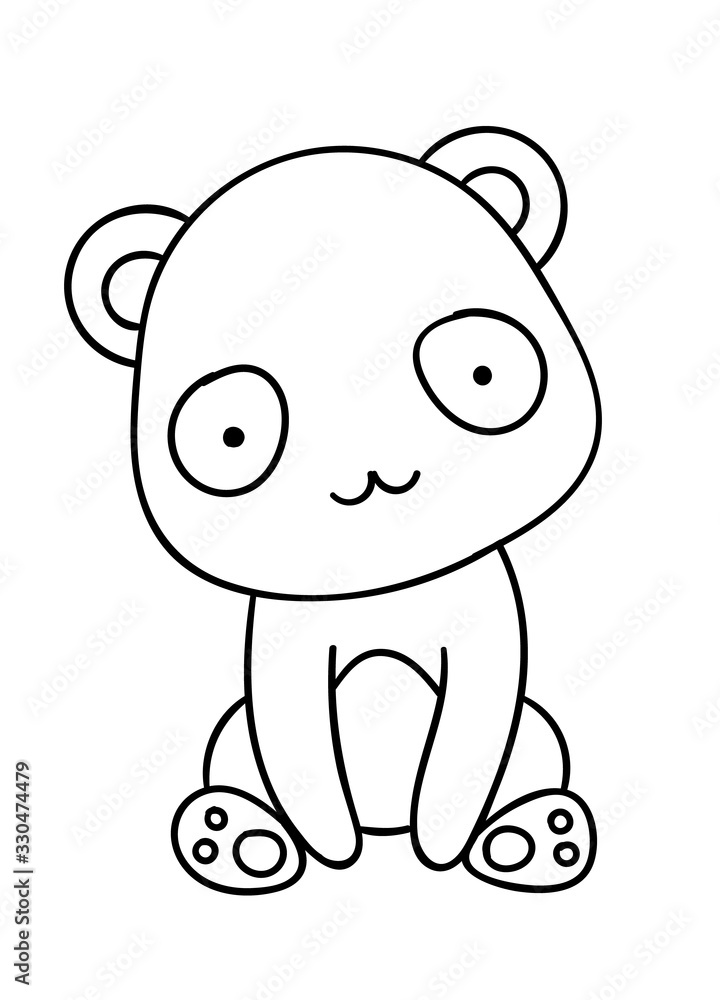 Fototapeta premium Coloring pages, black and white cute hand drawn panda doodles