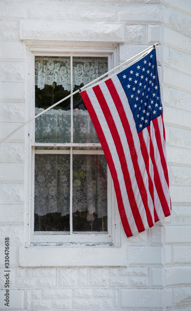 United States Flag And Window