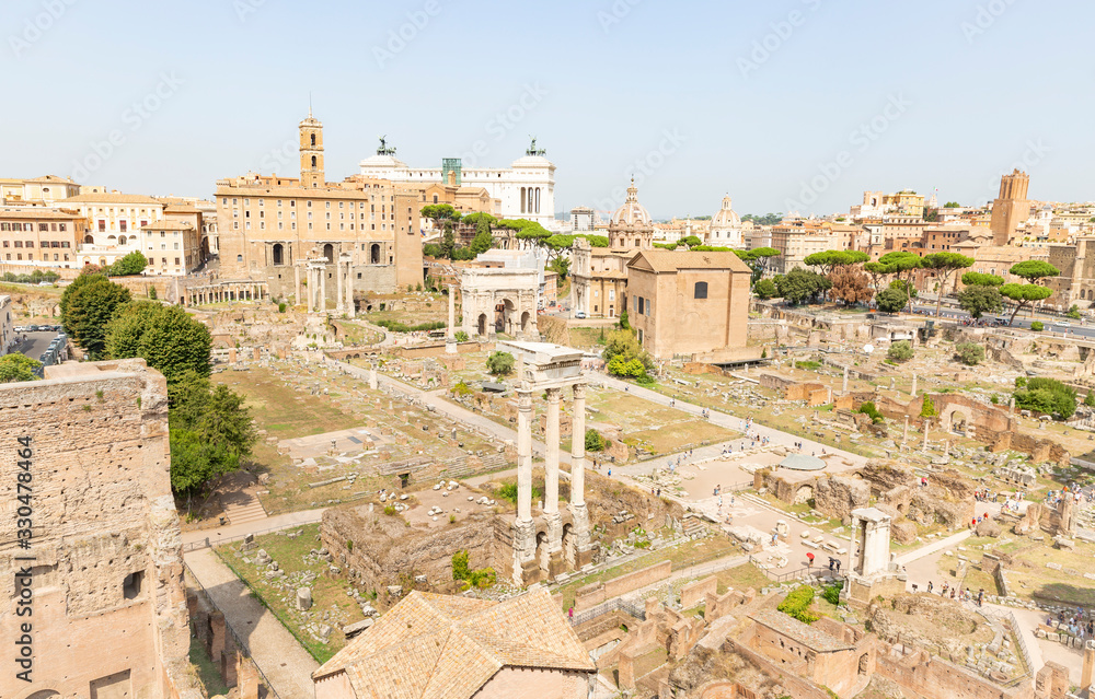 a view over the city of Rome and the Roman Forum, Rome, Lazio, Italy