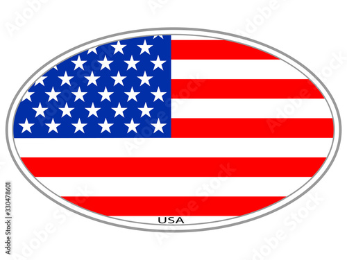 USA flag in oval icon symbol sign graphic vector design element