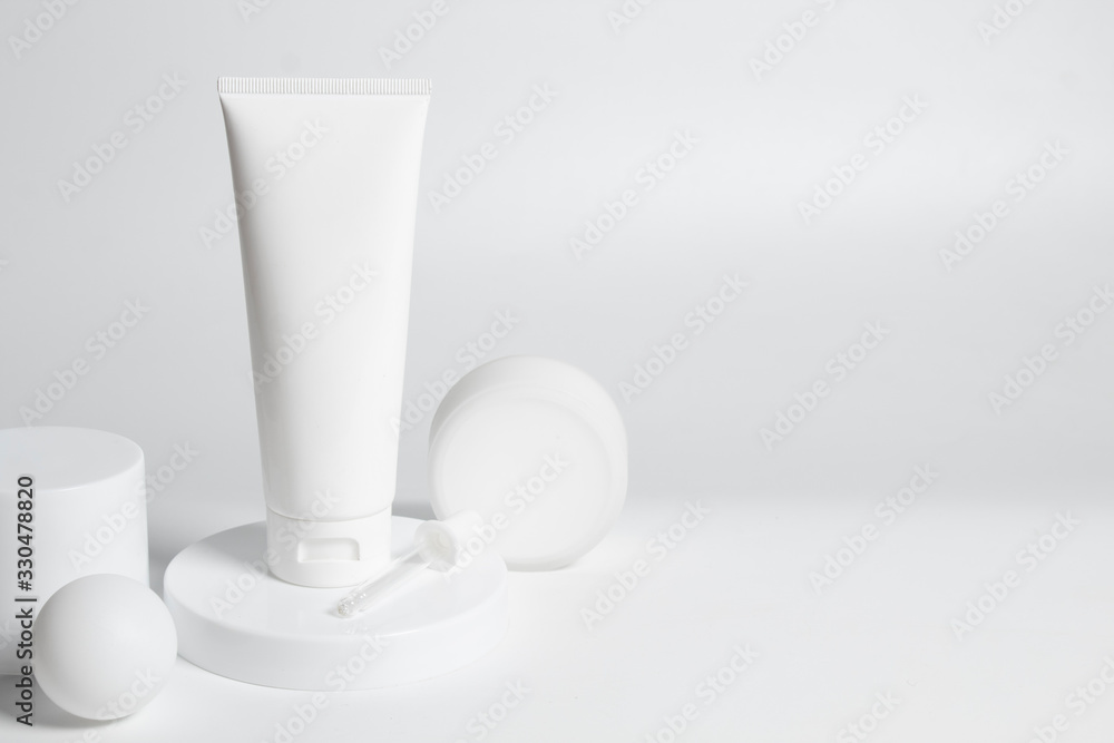 beauty treatment medical skincare and cosmetic lotion cream serum oil mockup bottle packaging product on white decor background, healthcare and medicine concept beauty treatment medical skincare and cosmetic lotion cream serum oil mockup bottle packaging product on white decor background, healthcare and medicine concept