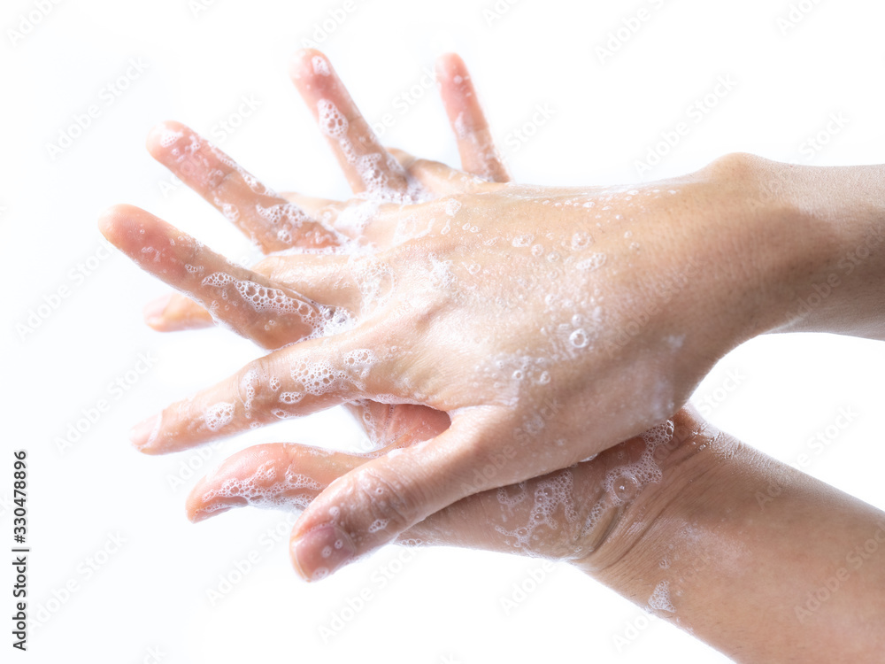 Man hands washing by soap with water for prevention corona virus, bacteria and germ, health care concept. Man hands washing by soap with water for prevention corona virus, bacteria and germ, health care concept.