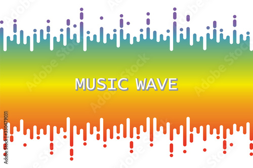 3D Rainbow Pulse music player on white. Audio colorful wave logo. Fluid design symbol. Vector equalizer element