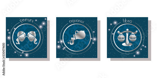 set of zodiac signs set icons