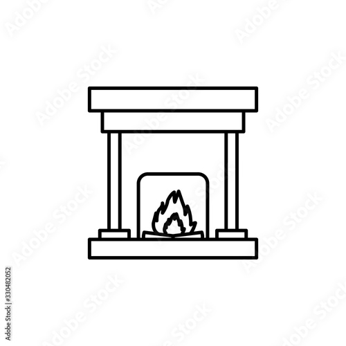 heating, pellet, stove line illustration icon on white background