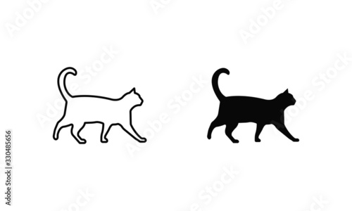 silhouette of a cat vector isolated icon