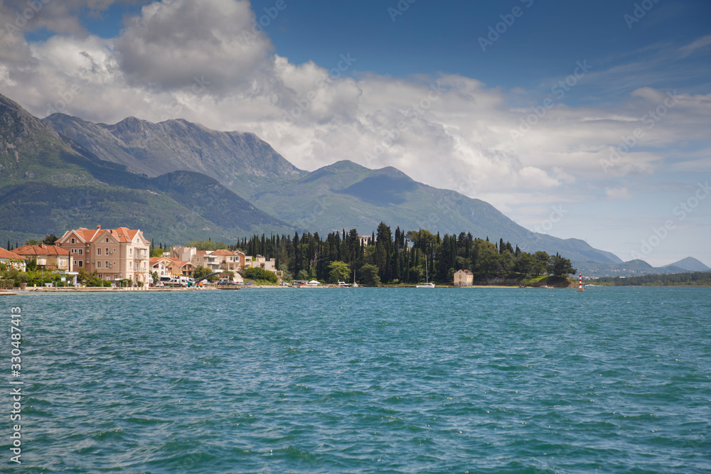Seascape overlooking Tivat on a clear summer day, Montenegro.