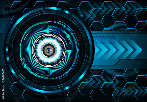 Blue eye cyber circuit future technology concept background