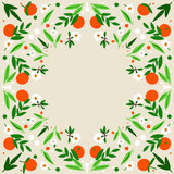 Colorful abstract floral  and fruits pattern. vector background.