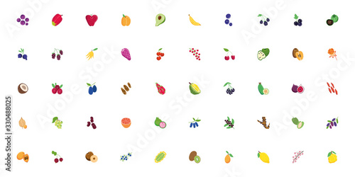 Fototapeta Naklejka Na Ścianę i Meble -  bundle of exotic fruits flat style icons