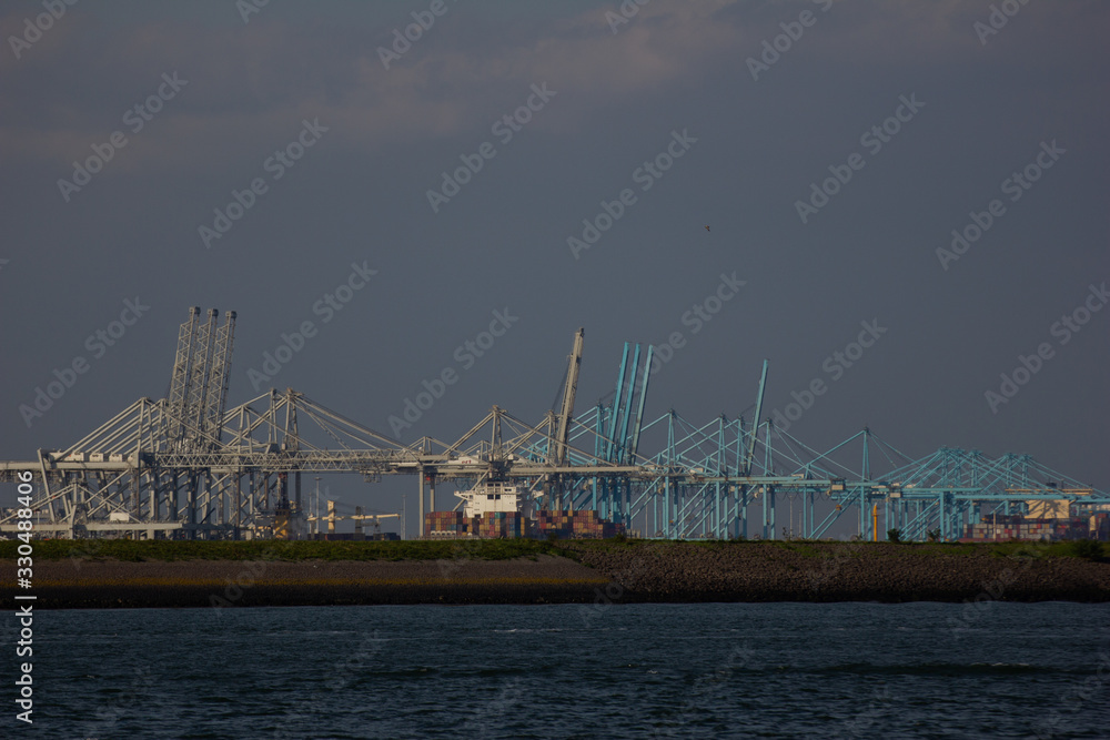 Rotterdam Container Terminal with sky
