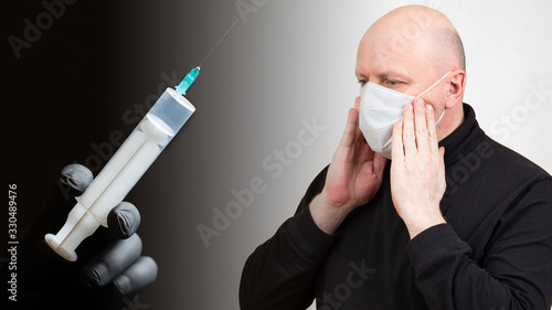 Human in a medical mask. A ...