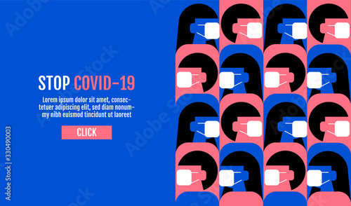 People wearing protective Medical mask for prevent virus Wuhan Covid-19, Template Banner Design, Flat Design Graphic, vector