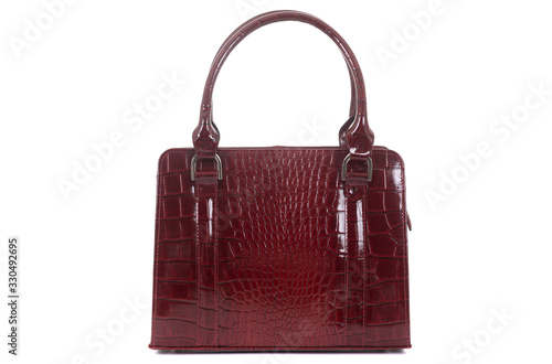 expensive red leather women bag with handle