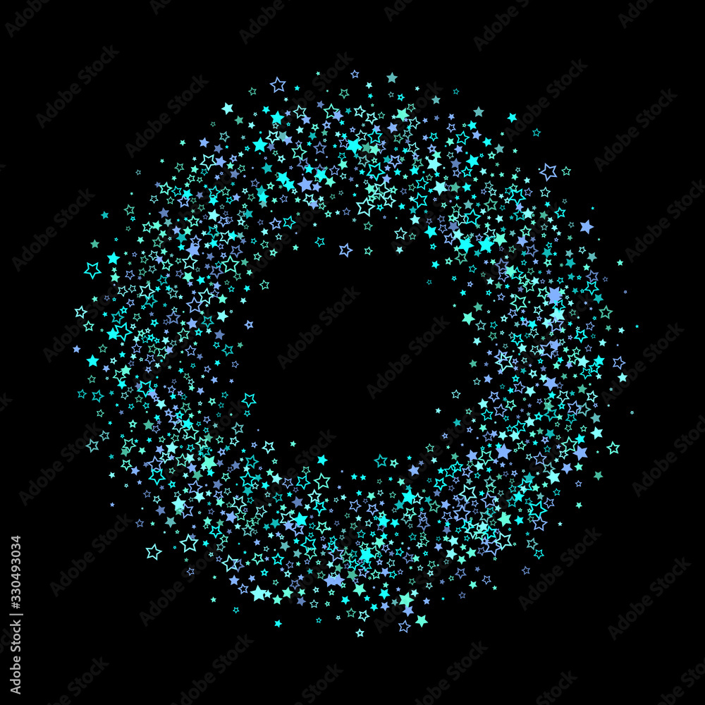 Blue, cyan, turquoise glitter stars, confetti. Blue, cyan, turquoise glitter stars, confetti.