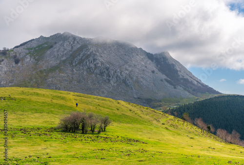 Anboto mountain over green colour, natural park of Urkiola