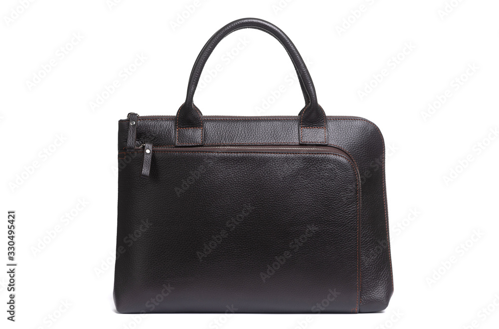 elegant brown women’s leather bag isolated on white background elegant brown women’s leather bag isolated on white background