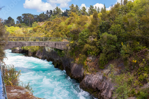 Bridge over the Waikato river, on the Huka falls lookout point, Taupo, north island, New Zealand