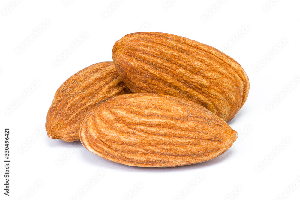 Almond nuts isolated on white background. Almond nuts isolated on white background.