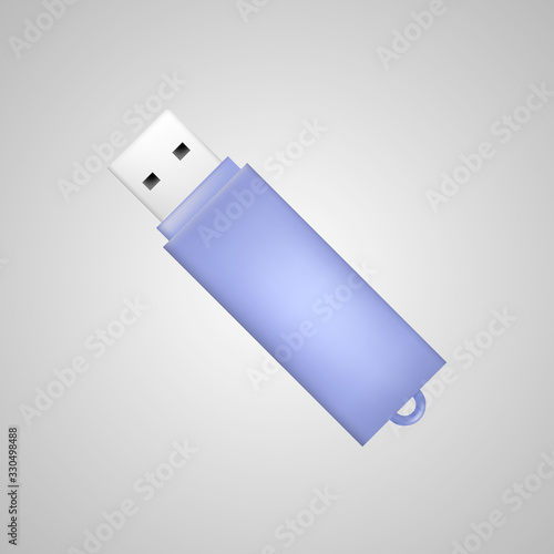 Blue usb flash drive. Vector illustration.