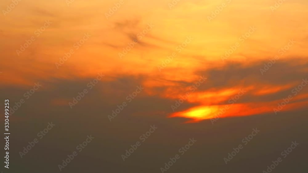 sunset back cloud on orange sky and silhouette cloud passing sunset back cloud on orange sky and silhouette cloud passing
