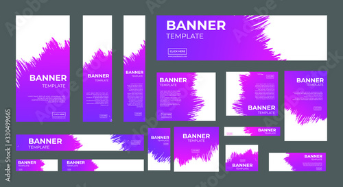 set of creative web banners of standard size with a place for photos. Business ad banner. Vertical, horizontal and square template. vector illustration EPS 10
