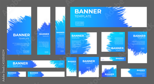 set of creative web banners of standard size with a place for photos. Business ad banner. Vertical, horizontal and square template. vector illustration EPS 10