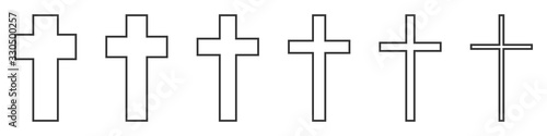 Set of Christian Cross vector icons.