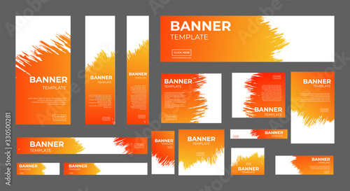 set of creative web banners of standard size with a place for photos. Business ad banner. Vertical, horizontal and square template. vector illustration EPS 10