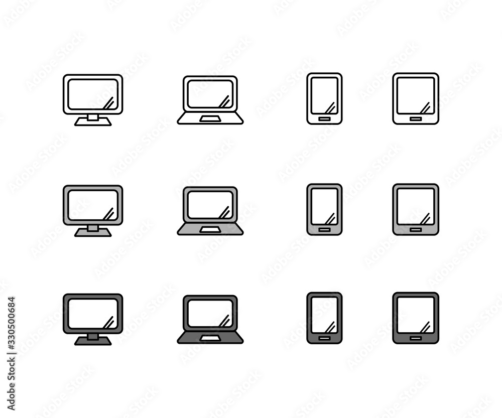Pcやスマホのアイコン パソコン タブレット イラスト ベクター Stock Illustration Adobe Stock