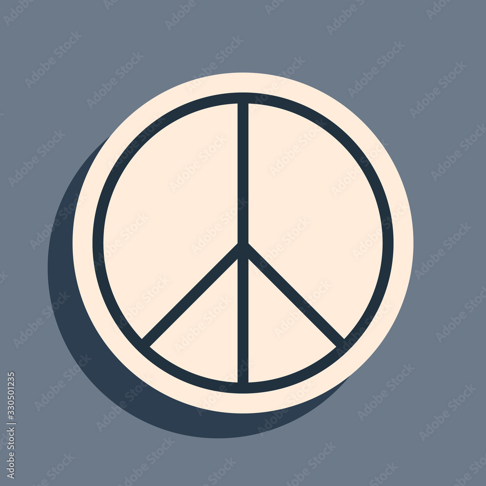 Black Peace sign icon isolated on grey background. Hippie symbol of peace. Long shadow style. Vector Illustration Black Peace sign icon isolated on grey background. Hippie symbol of peace. Long shadow style. Vector Illustration
