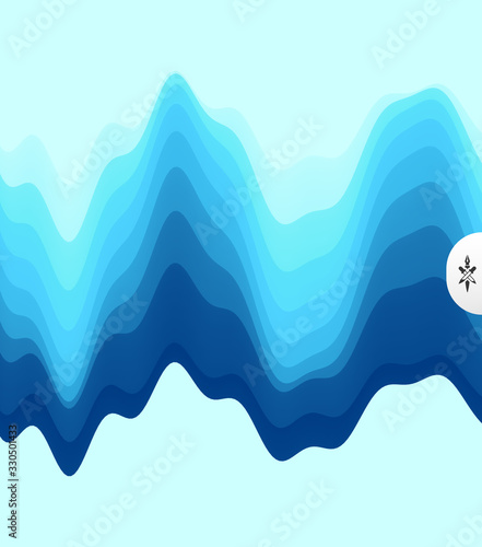 Fototapeta Abstract waveform background. 3d technology style. Vector illustration with sound waves.
