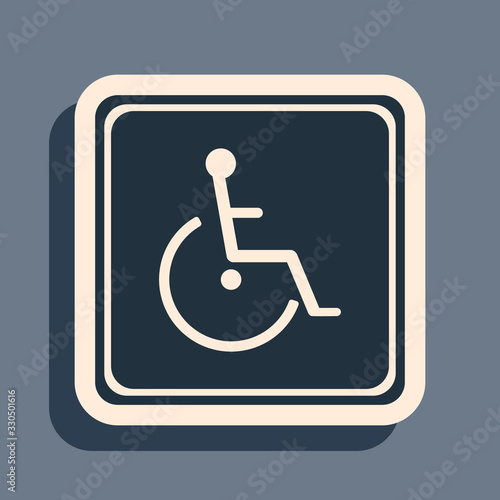 Black Disabled handicap icon isolated on grey background. Wheelchair handicap sign. Long shadow style. Vector Illustration