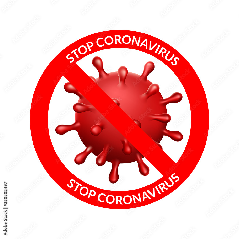 Abstract virus strain model of coronavirus 2019-nCoV. Virus pandemic protection concept. STOP coronavirus. - obrazy, fototapety, plakaty 