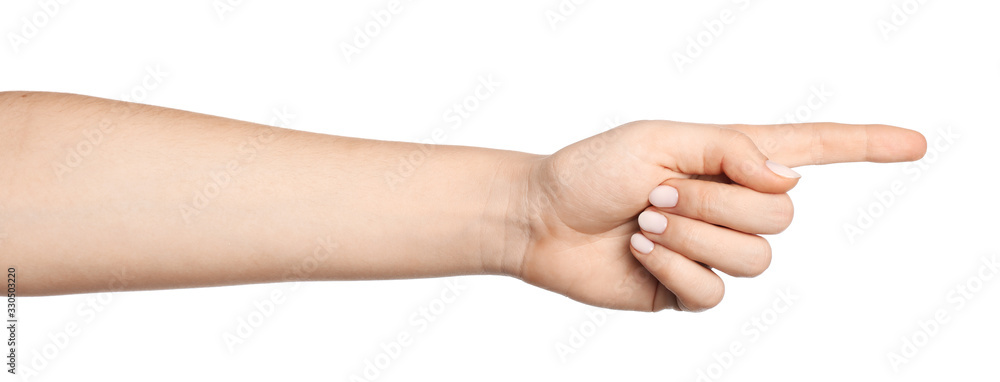 Gesture of Caucasian hand isolated on white background Gesture of Caucasian hand isolated on white background