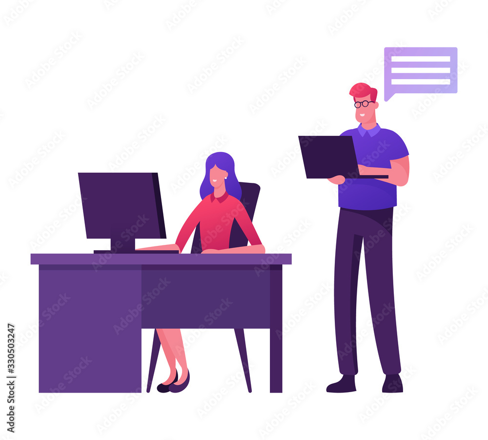 Technical Receptionist, Chat Bot Service, Customer Support. Girl Hotline Consultant Character Chatting with Client in Call Center Answering Professional Questions. Cartoon People Vector Illustration Technical Receptionist, Chat Bot Service, Customer Support. Girl Hotline Consultant Character Chatting with Client in Call Center Answering Professional Questions. Cartoon People Vector Illustration