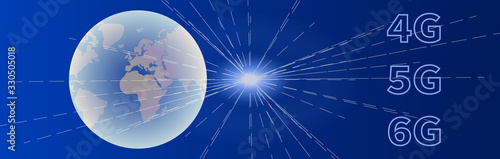 Globe and 4G 5G 6G data transfer worldwide