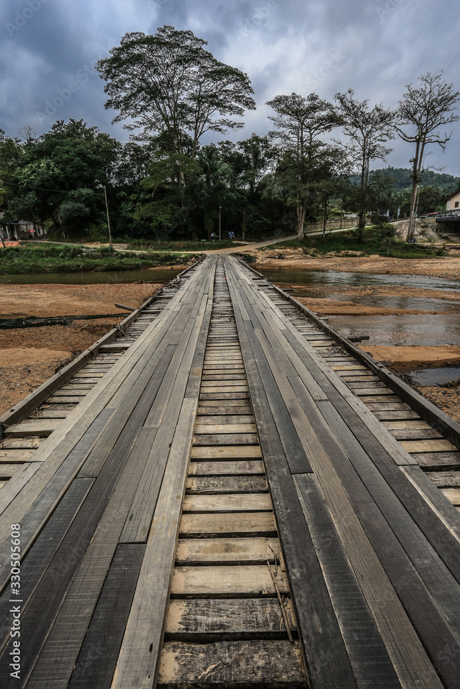  Traditional foot bridge across river found in the small town Sungai Lembing Pahang Malaysia