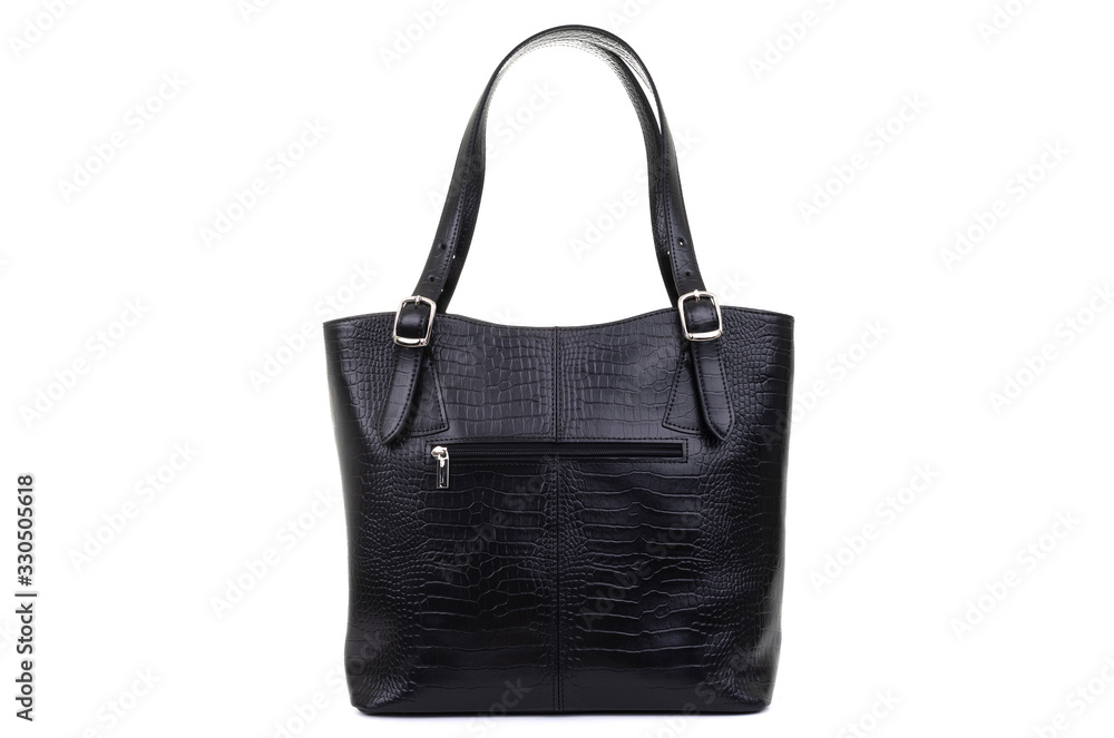 women black leather bag isolated on white background women black leather bag isolated on white background